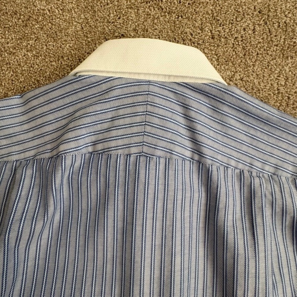 Ted Baker Archive Dress Shirt Men 16 Blue Stripe French Cuff Excellent Condition - Picture 10 of 16